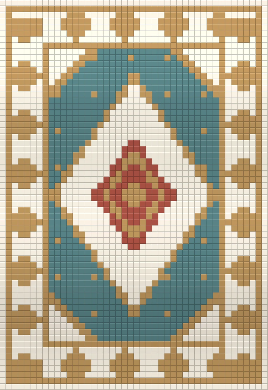 Qom silk, seen from above